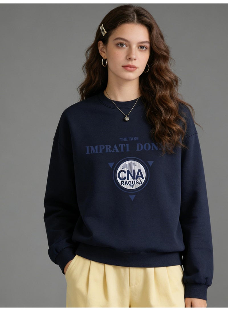 "Imprati Donng" vintage logo Oversized T-neck Sweater | Pullover with "CNA· ragusa" print - Image 3
